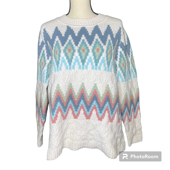 Talbots ZIG-ZAG FAIR ISLE CREWNECK PULLOVER LP - Picture 2 of 14